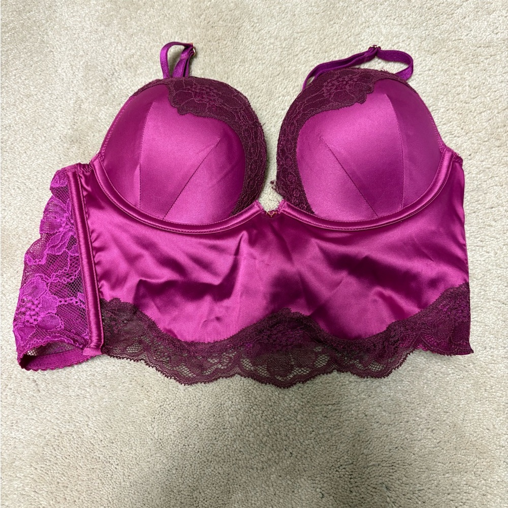 Victoria's Secret Fuchsia Lace Satin Bra